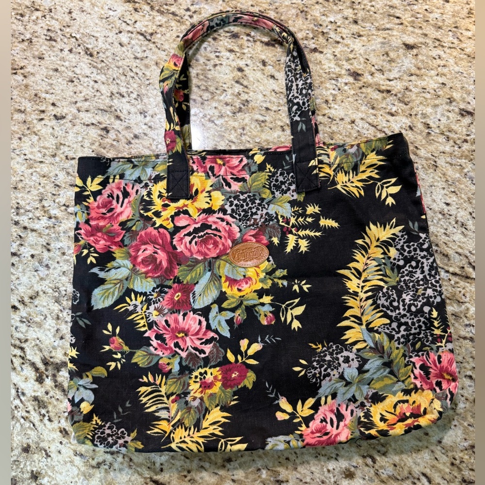 Gitano Darkwash Dark Floral Print Canvas Cloth Tote Bag